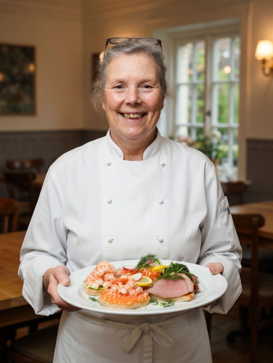 Bettina Bitsch med Lysabild Luxus Smørrebrød.